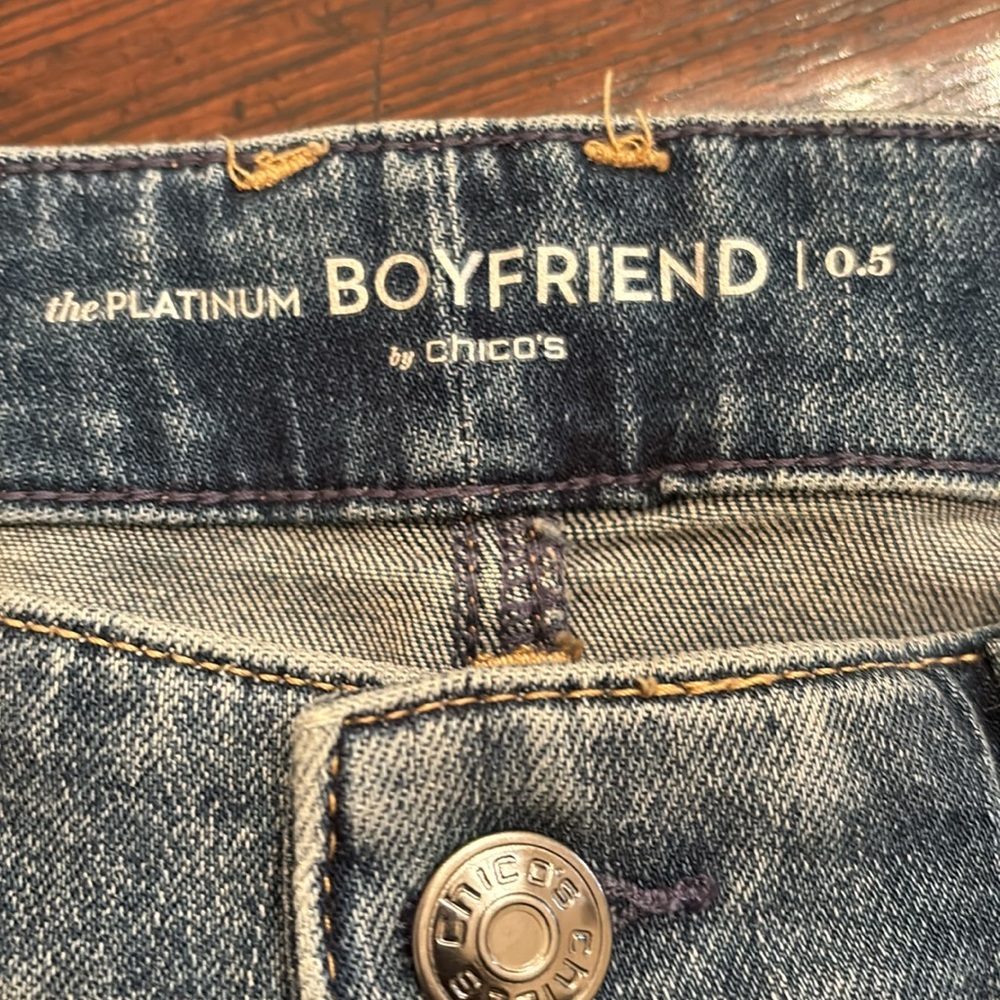 Chico’s houndstooth & gold patch ankle boyfriend jeans - Picture 6 of 8